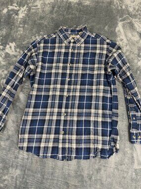 Red Head Brand Co. Blue & Gray Plaid Button-Up Flannel Shirt Mens M